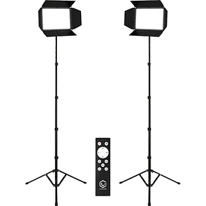 Studio Panel LED Bi-Color 2-Light Kit with Barndoors and Stands